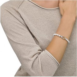 Pulsera Majorica Perlas 6 mm Color Blanco  Plata 09852.01.2.B19.021.1