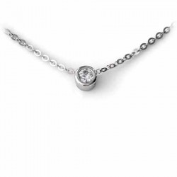 Chaton Diamante 0.15ct Oro Bco Con Cadena 42cm