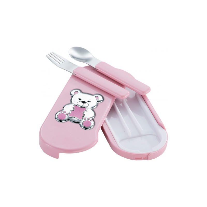 Set Cubiertos Infantil Oso Rosa F3214-r