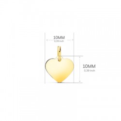 18k Colgante Oro Amarillo Corazon Liso En Brillo