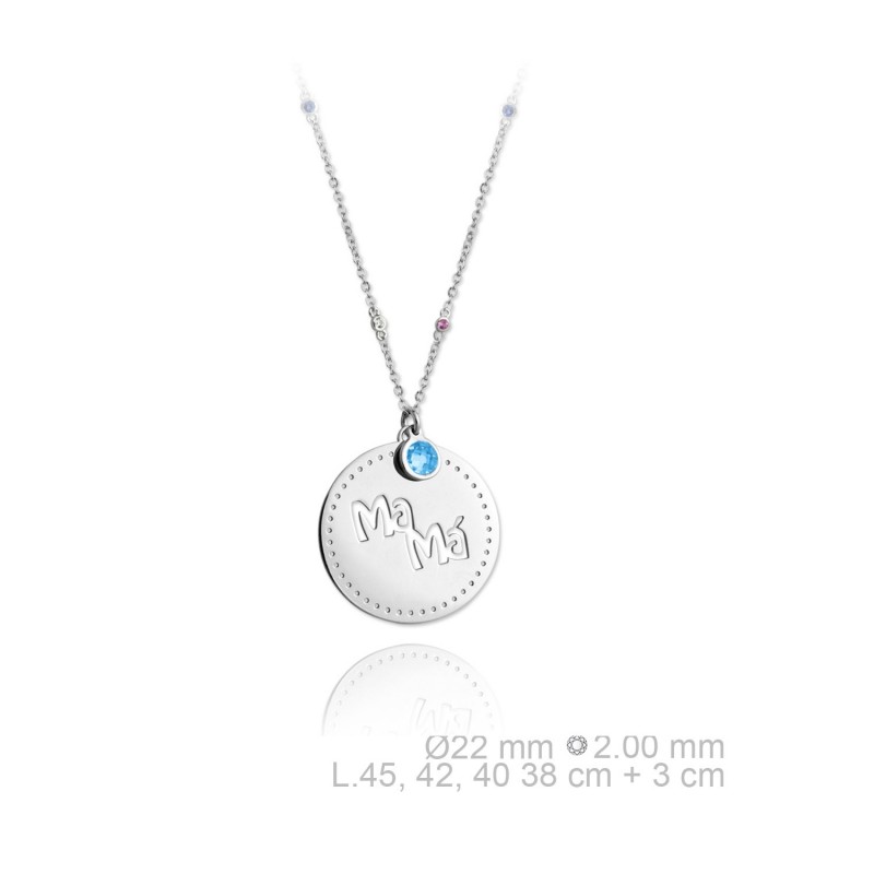 Gargantilla Mamá Circonita Azul Plata de Ley