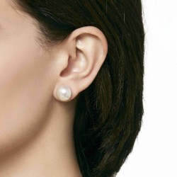 Pendientes Plata Con Perla Mabé Blanca 10 Mm
