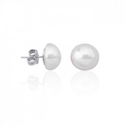 Pendientes Plata Con Perla Mabé Blanca 10 Mm