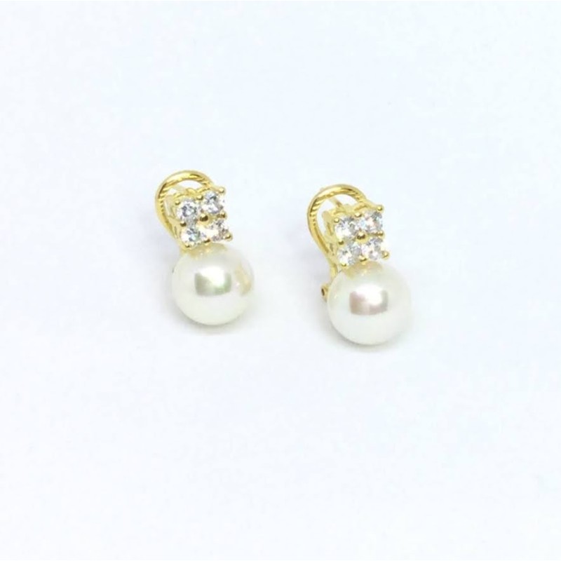 Pendientes Majorica Perla Blanca 10 mm Plata Dorado 09511.01.1.907