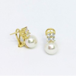Pendientes Majorica Perla Blanca 10 mm Plata Dorado 09511.01.1.907