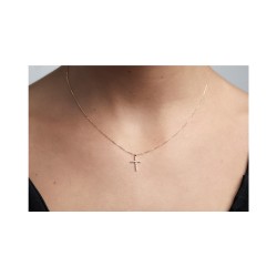 Cadena+cruz Diamantes 0.06qt