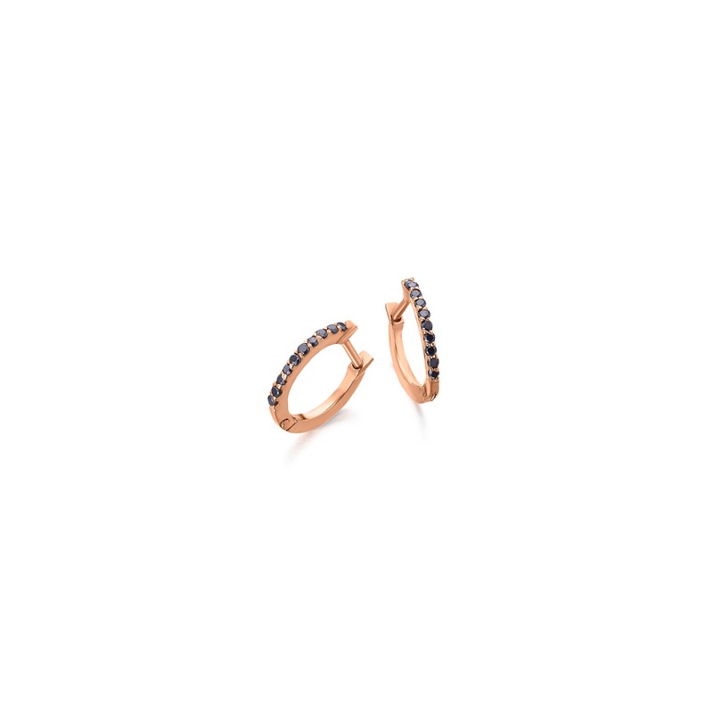 Aros Le Carre Oro Rosa 18kt Diamantes Negros