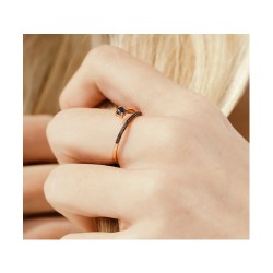 Sortija Oro rosa 18K Mujer Joven Y Diamante negro 0.24q LeCarré