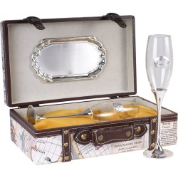 Cofre Copas Cava Plateada Y Bandeja
