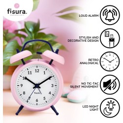 Reloj Despertador Retro Rosa Y Azul Cl1551