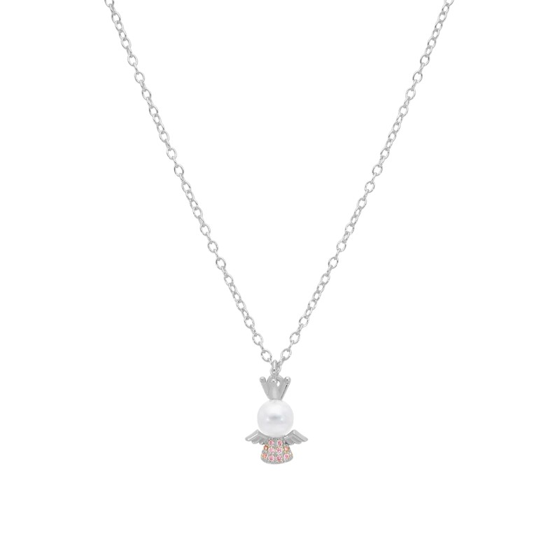 Collar Angelito Y Perla Plata 1 Ley D03007/aa