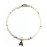 Pulsera Perla Grano Mini Letra Oro 16 Cm
