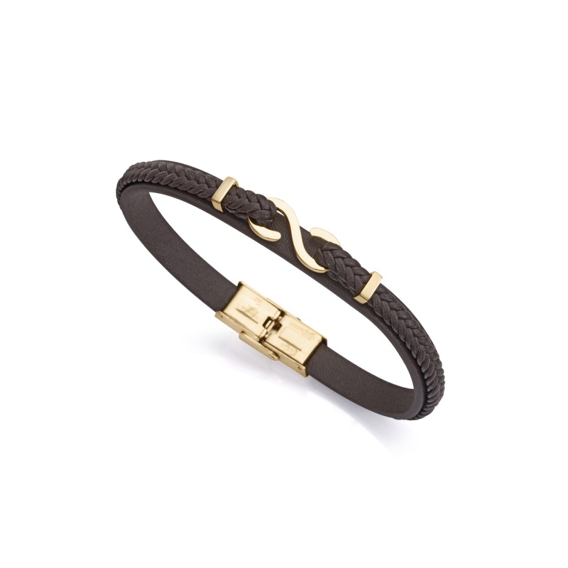 Pulsera Viceroy Acero Y Piel Marron Hombre 14012p01011