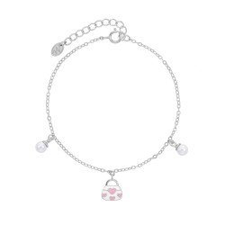Pulsera Bolso Corazon Plata...
