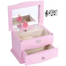 Joyero De Madera, Color Rosa, Musical Con Bailarina