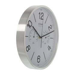 Reloj Pared Aluminio C/termómetro E Higrómetro