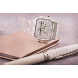 Reloj Casio Timeless Unisex Digital Color Blanco Translucido F-91ws-7ef