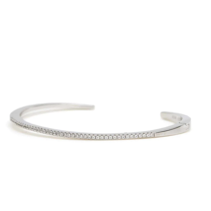 Pulsera Plata Rigida Zirconitas Abierta