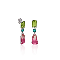 Pendientes plata piedras color