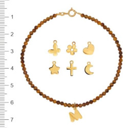 Pulsera Oro Ojo de Tigre con Motivos Oro 18k Incluido 16cm