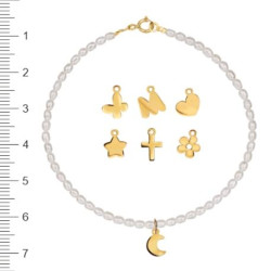 Pulsera Oro Perlas Rio con Motivos Oro 18k Incluido 16cm