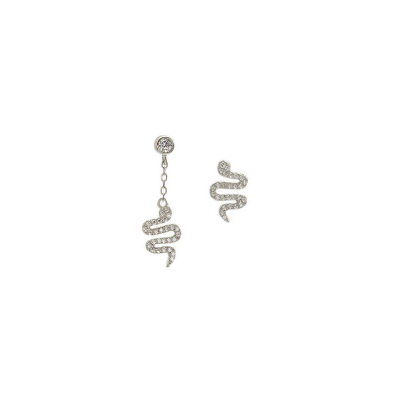 Pendientes Plata Zirconita Serpiente