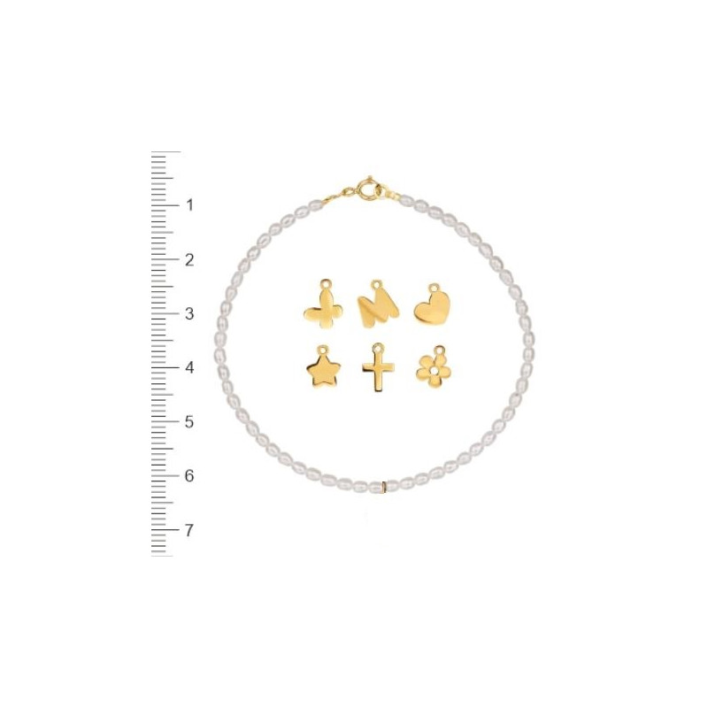 Pulsera Oro Perlas Rio con Motivos Oro 18k Incluido 16cm