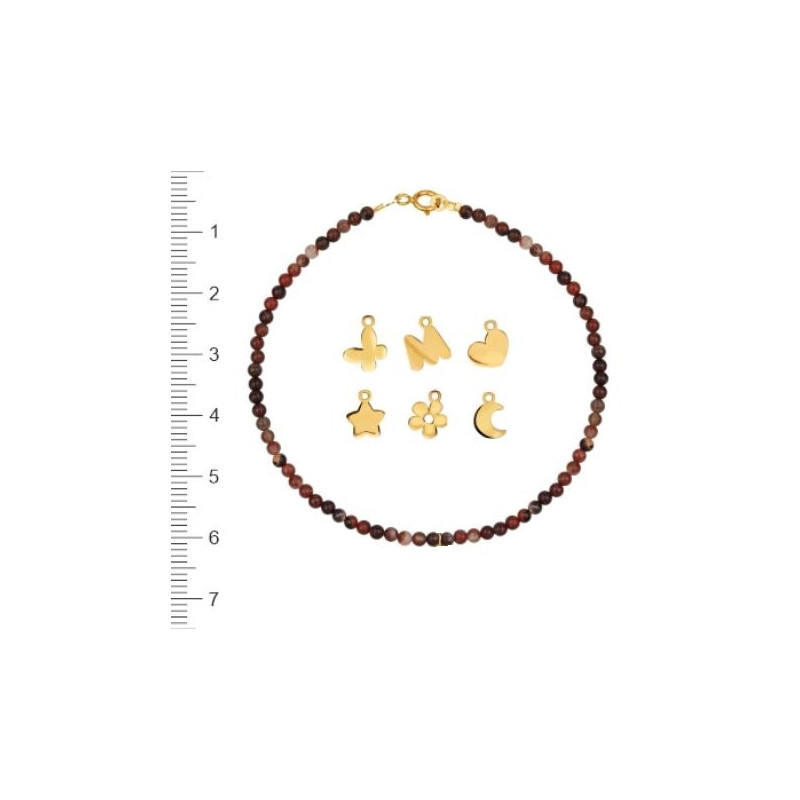 Pulsera Oro Jade Natural con Motivos Oro 18k Incluido 16cm