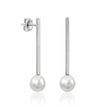 Pendientes Plata De Colgante Perla