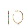 Pendientes Viceroy Mujer Plata Dorado Circonitas Verde y Rosas 13173e100-39