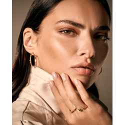 Sortija Viceroy Mujer 13173A014-39 Plata 1ª Ley Baño Oro con Circonitas Verde y Rosa Talla 14