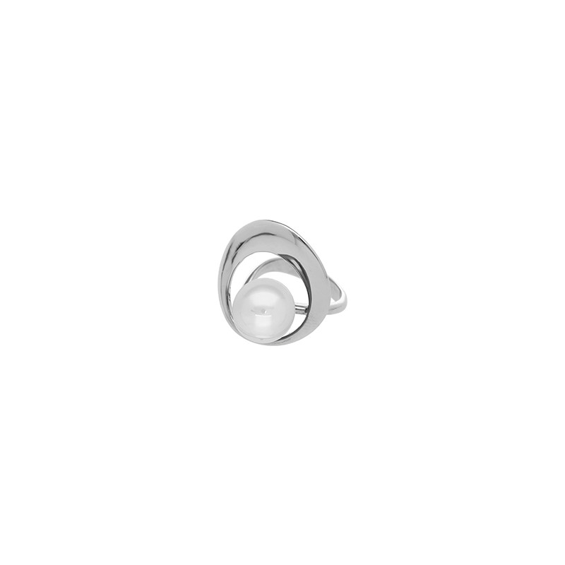 Sortija Majorica Anillo de acero y con perla redonda blanca 16709.01.a.r17