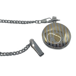 Reloj de Bolsillo con Tapa y cadena, acero y bicolor Números arabes