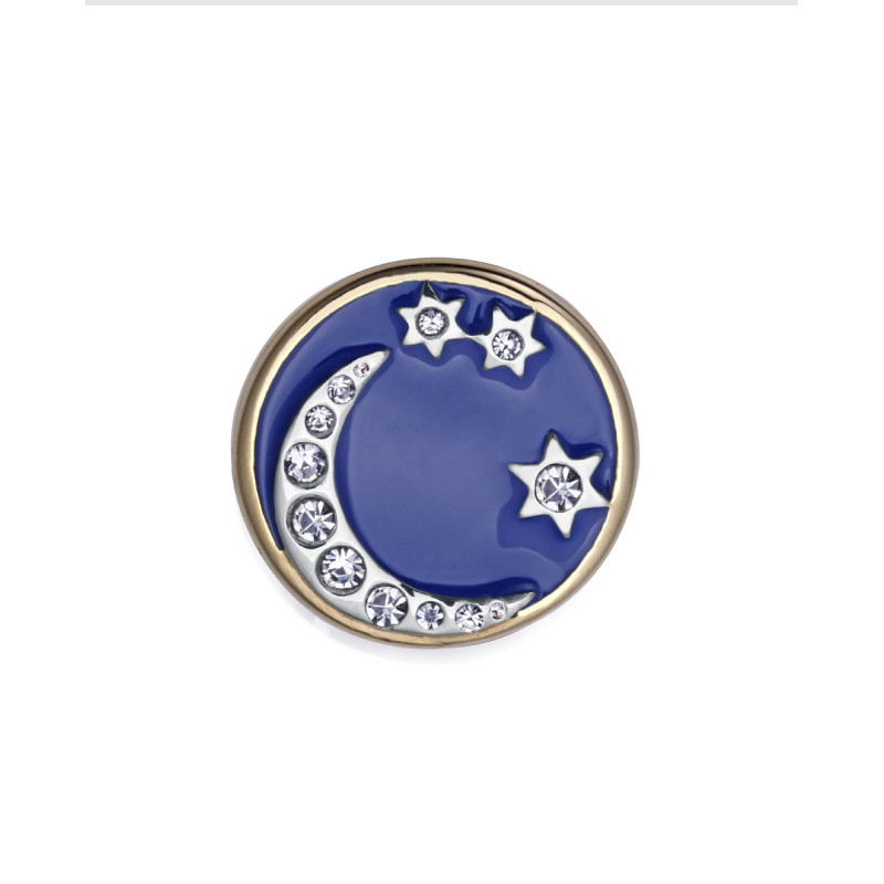 Motivo Acero Viceroy Dorado Luna Circonita Blanca con fondo de esmalte azul Para Pulsera de 9,5 mm de Ancho