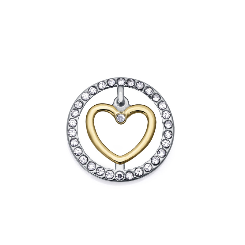 Motivo Viceroy Acero Dorado Corazon Circonitas blancas Para Pulsera de 9,5 mm de Ancho