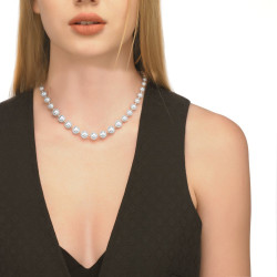 Collar Majorica Perla Blanca Plata 1 ley 6/10mm 43cm Chapado Mujer 14710.01.1.N43