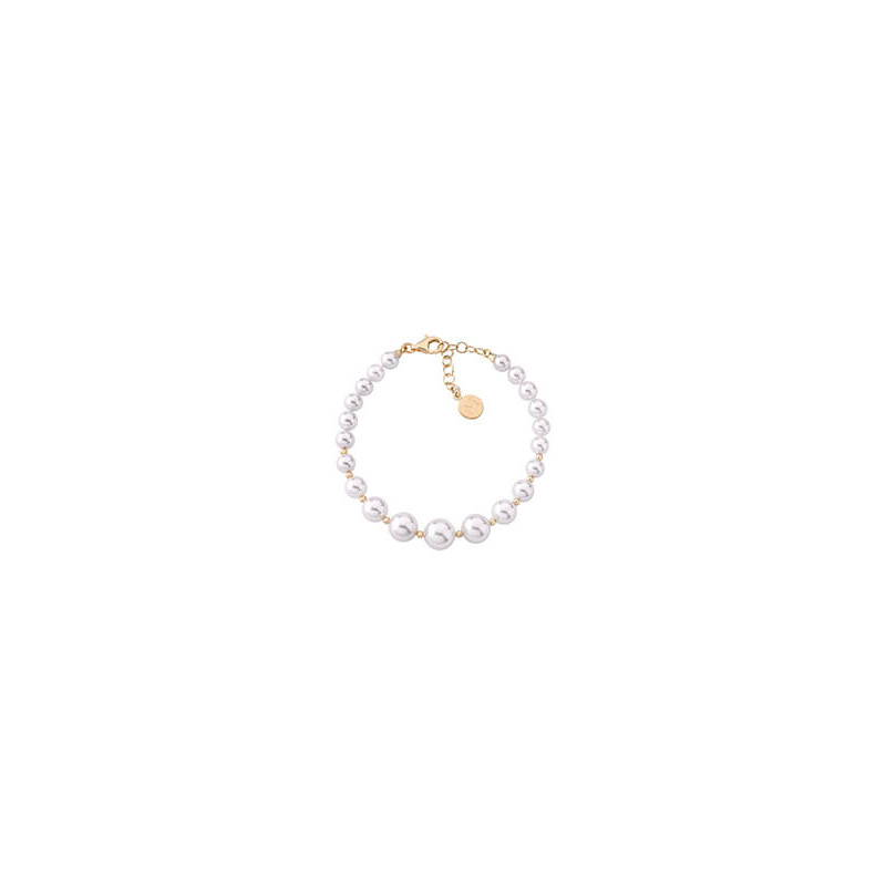 Pulsera Majorica Perla Blanca Plata 1 Ley Dorada 6/10 mm Mujer 14709.01.1.B19