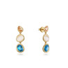 Pendientes Elegant de plata de ley con baño de oro, colgantes con circonita azul, champagne y ojo de gato en blanco