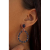 Pendientes Plata Rosa Colgante Circonitas Azurita y Rosa