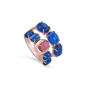 Anillo Plata Rosa Circonitas Azurita Y Rosa