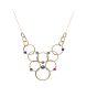 Collar Plata Dorada Aros Entrelazados Gemas Color