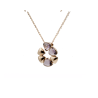 Collar Plata Baño Rosa Piedras Moradas