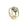 Anillo Mujer Plata Dorada Doble Piedras Multicolor