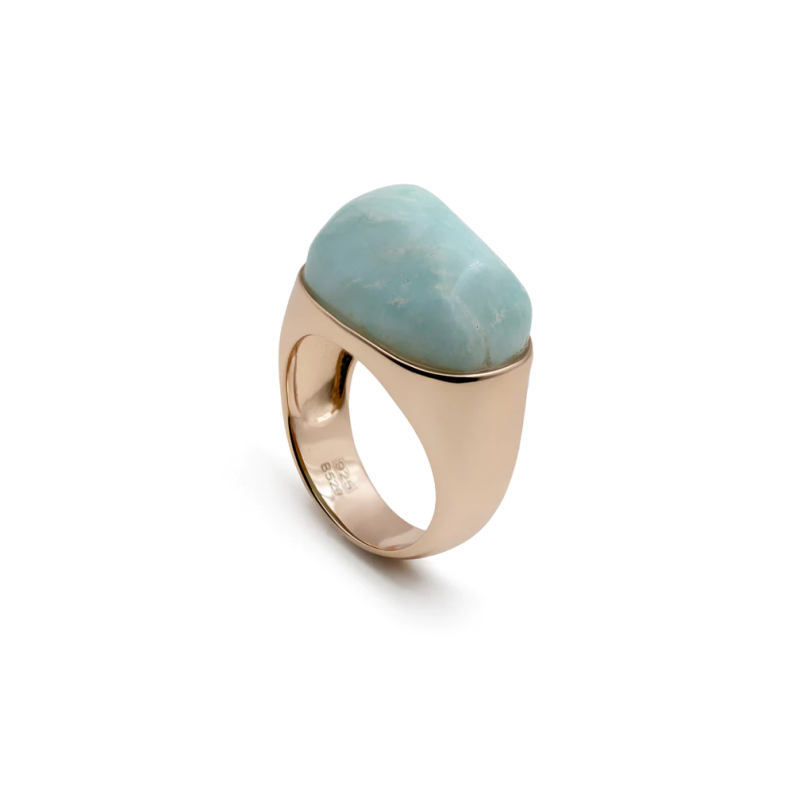 Anillo Mujer Plata Rosa Aguamarina