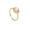 Anillo Mujer Plata Dorada Cuarzo Rosa Irregular Talla 13