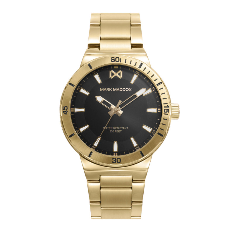Reloj Mark Maddox Hombre Acero Dorado HM0146-57 Tres Agujas Esfera Negra Mission