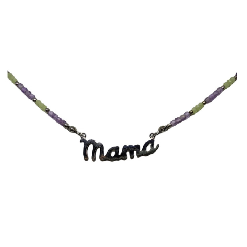 Collar Mama Plata Piedras Color