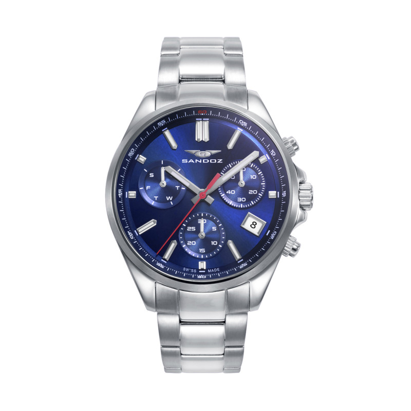 Reloj Sandoz Hombre Swiss Made Acero Esfera Azul 83003-37