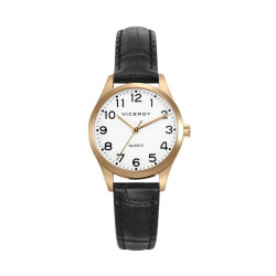 Reloj Viceroy Mujer 42222-94 Acero Esfera con Números Árabes Correa Piel Negra 29 mm