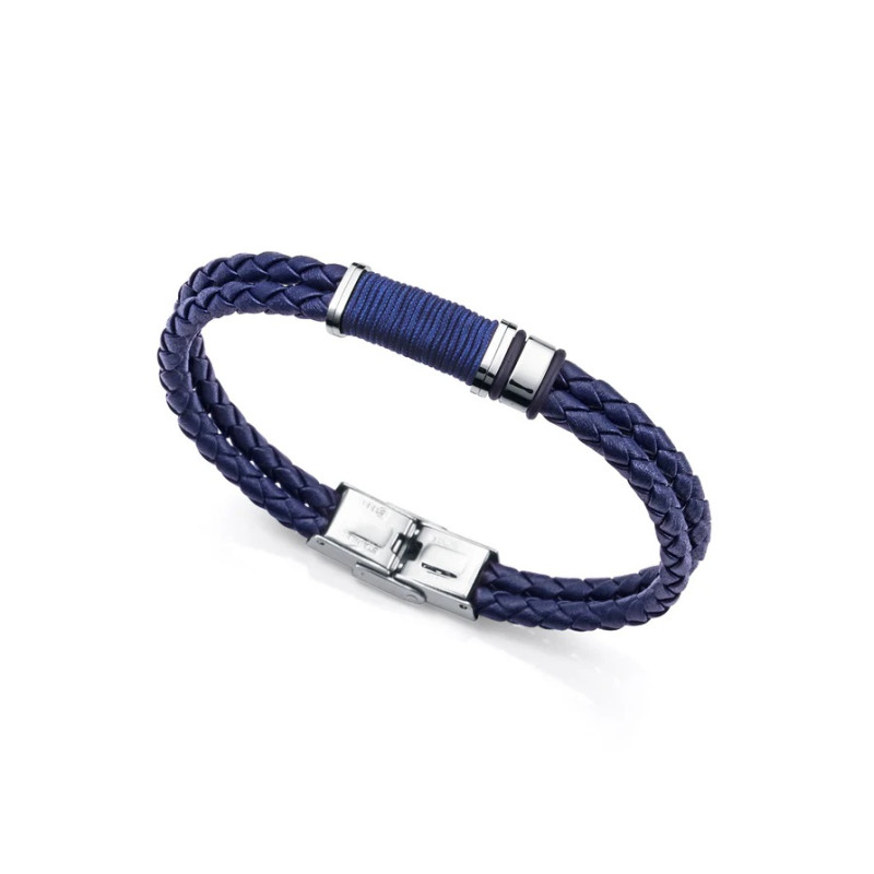 Pulsera Viceroy Acero Y Piel Azul Hombre Magnum 14129p01013